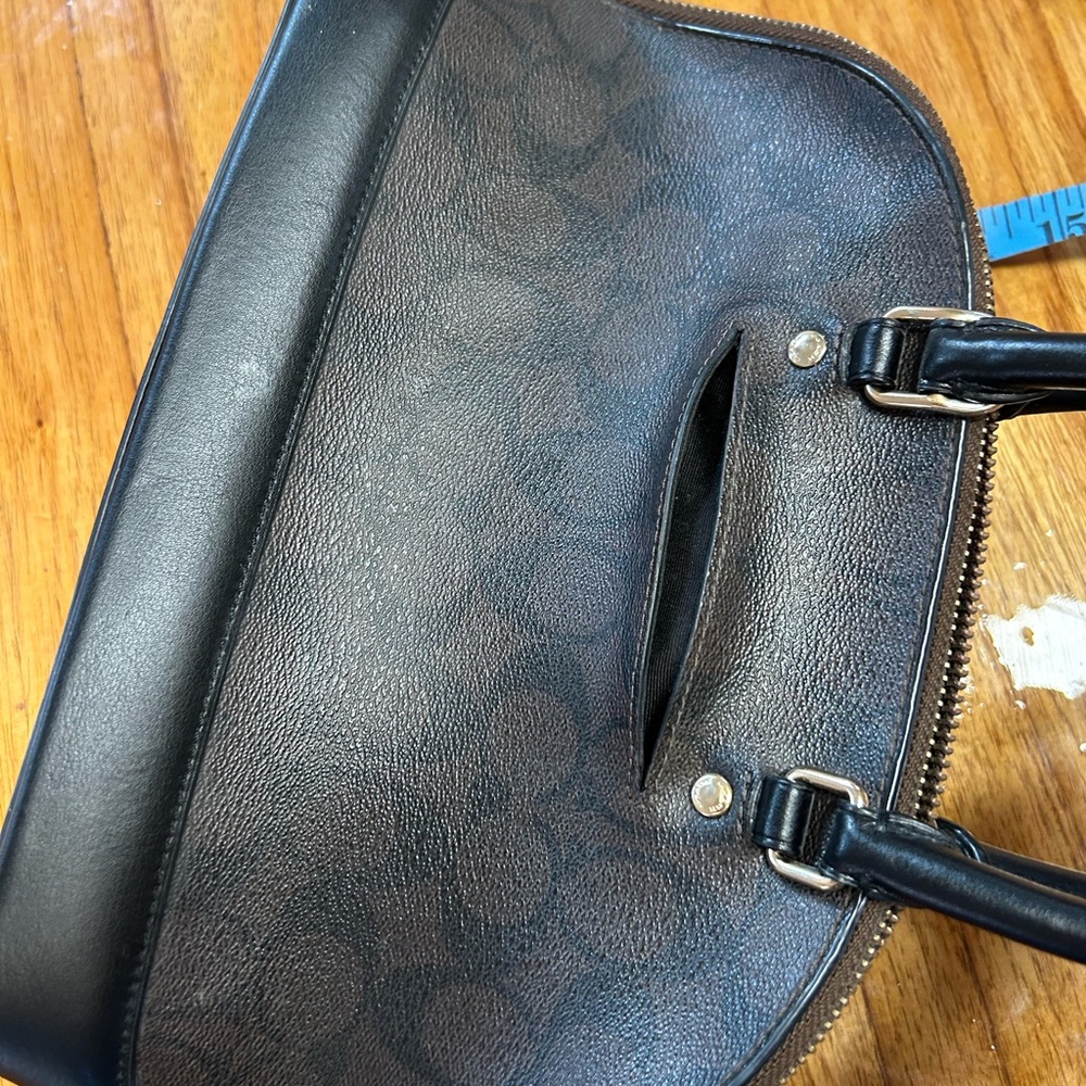 Coach Brown Signature Dome Satchel with Black Trim - Picture 5 of 10
